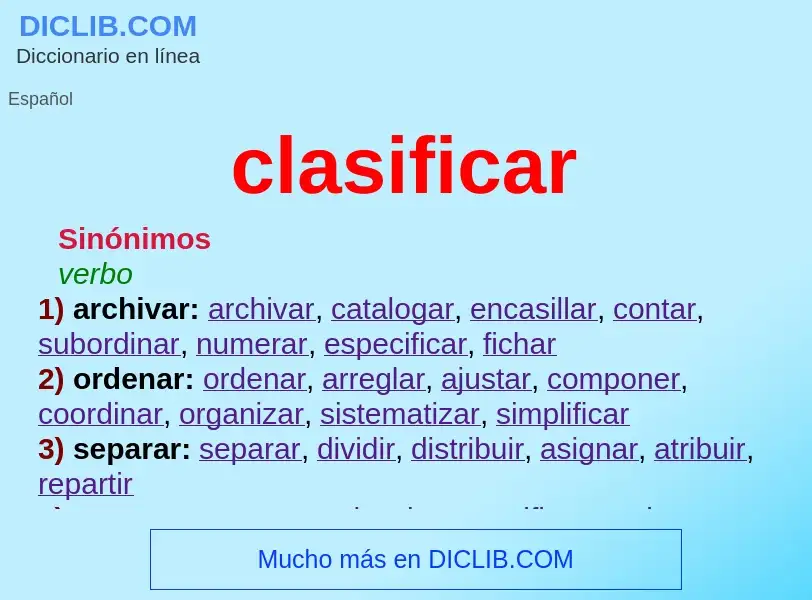 What is clasificar - definition