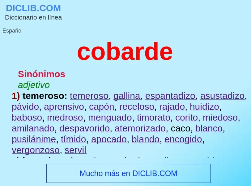 What is cobarde - meaning and definition