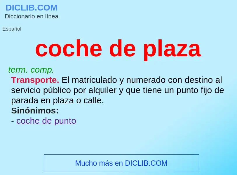 What is coche de plaza - definition