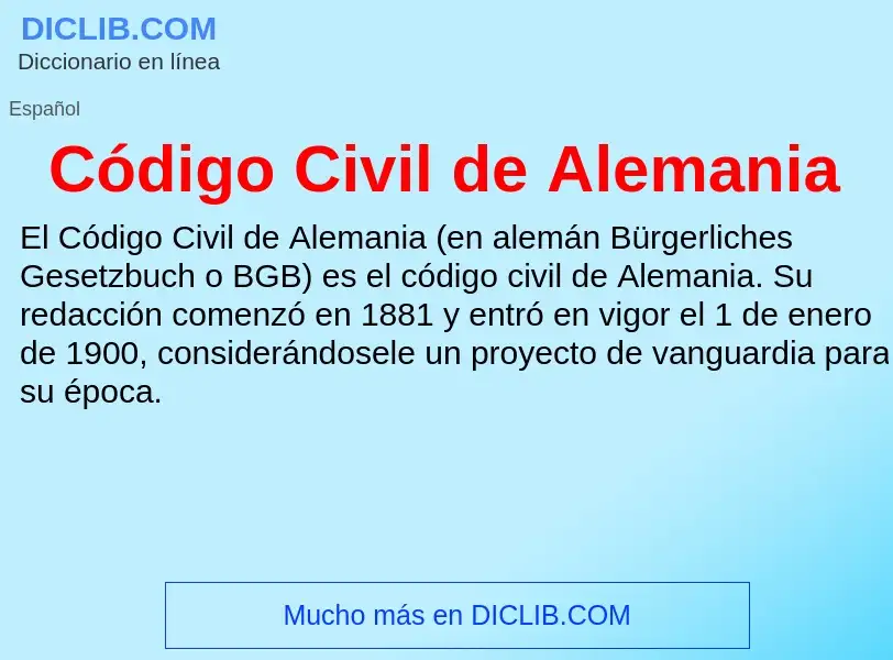 ¿Qué es Código Civil de Alemania? - significado y definición