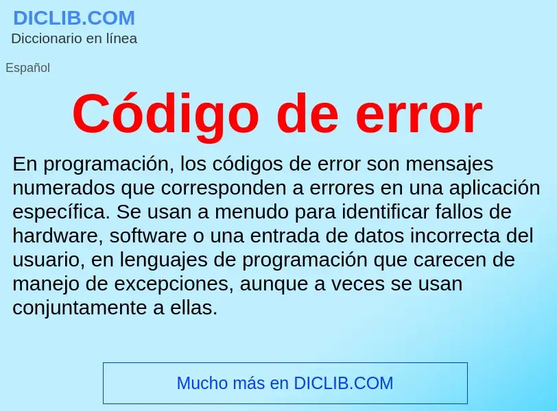 Что такое Código de error - определение