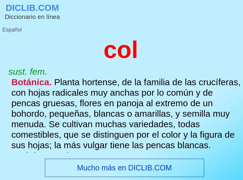 ¿Qué es col? - significado y definición