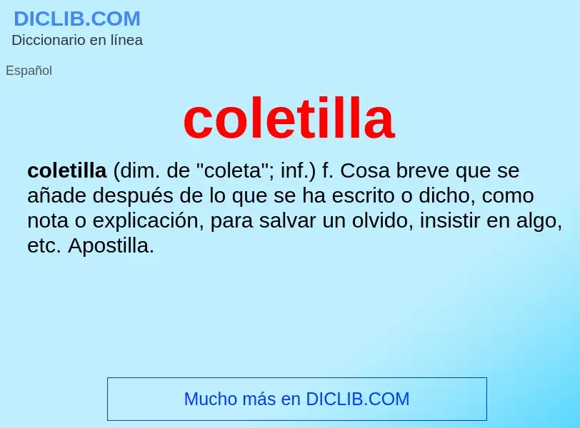 What is coletilla - definition