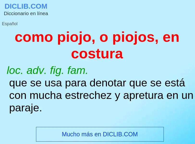 ¿Qué es como piojo, o piojos, en costura? - significado y definición