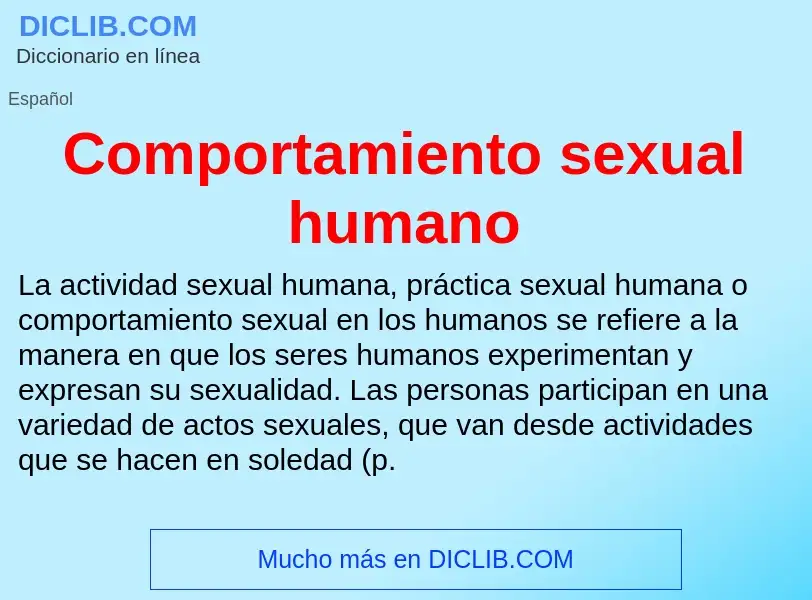 ¿Qué es Comportamiento sexual humano? - significado y definición