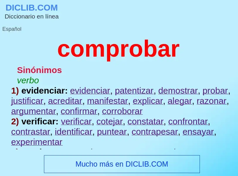 What is comprobar - meaning and definition