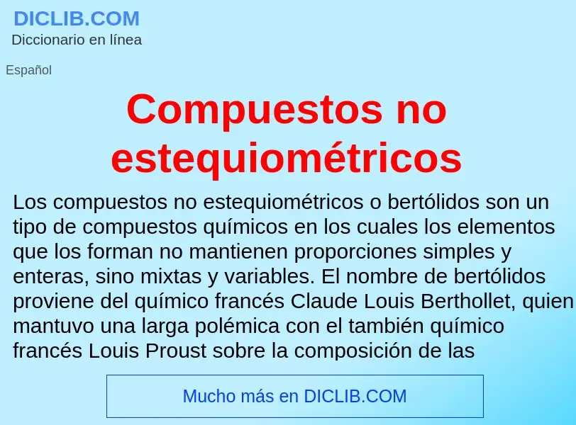 ¿Qué es Compuestos no estequiométricos? - significado y definición