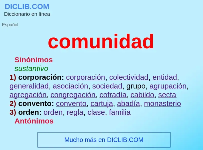 What is comunidad - meaning and definition