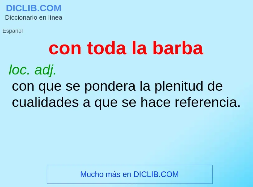 Wat is con toda la barba - definition