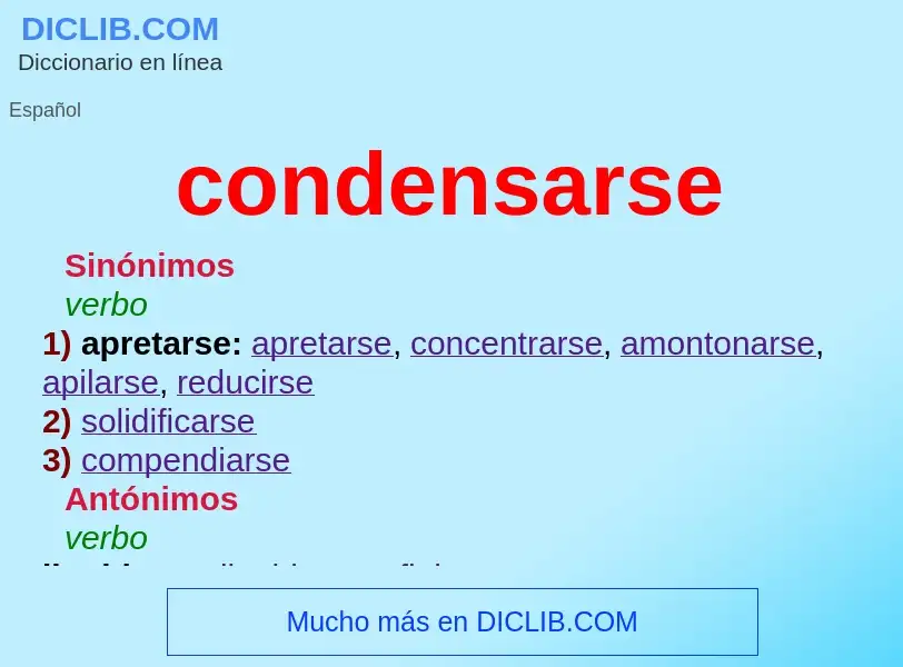 What is condensarse - meaning and definition