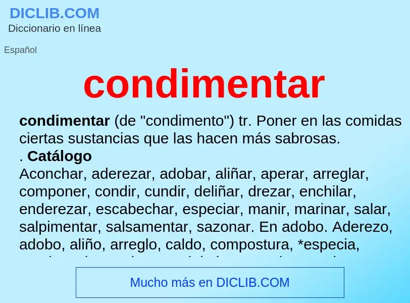 What is condimentar - meaning and definition