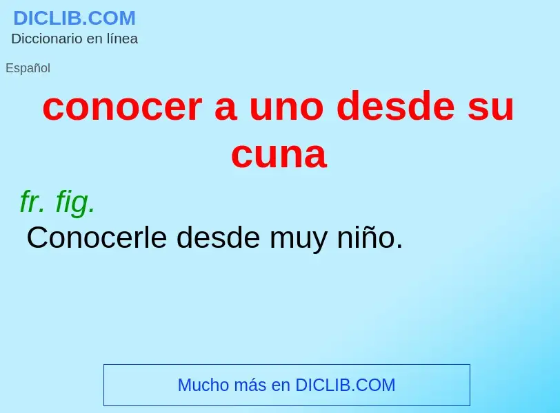 Wat is conocer a uno desde su cuna - definition