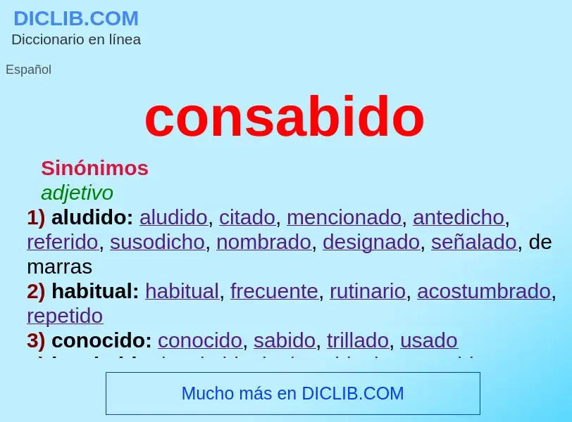 What is consabido - meaning and definition