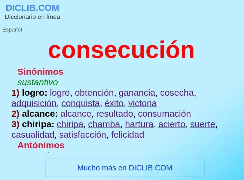 O que é consecución - definição, significado, conceito