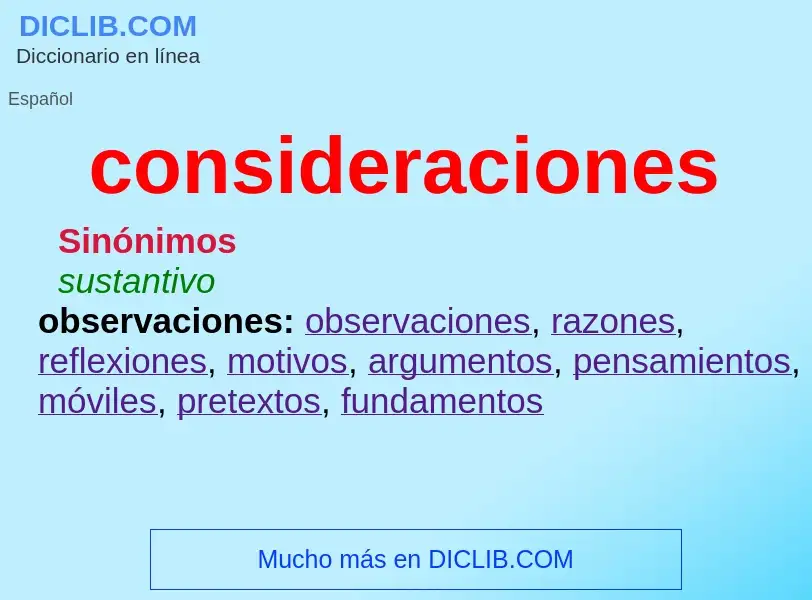 O que é consideraciones - definição, significado, conceito