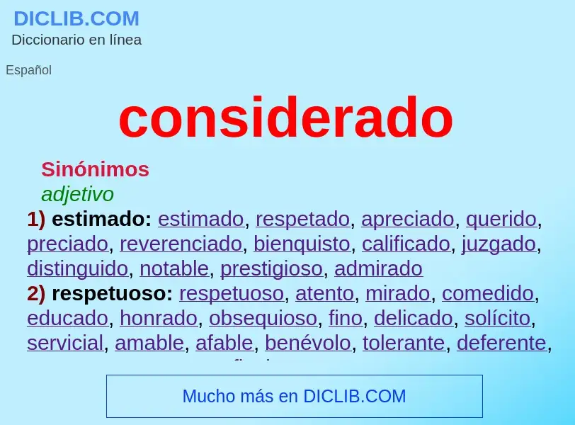 What is considerado - meaning and definition