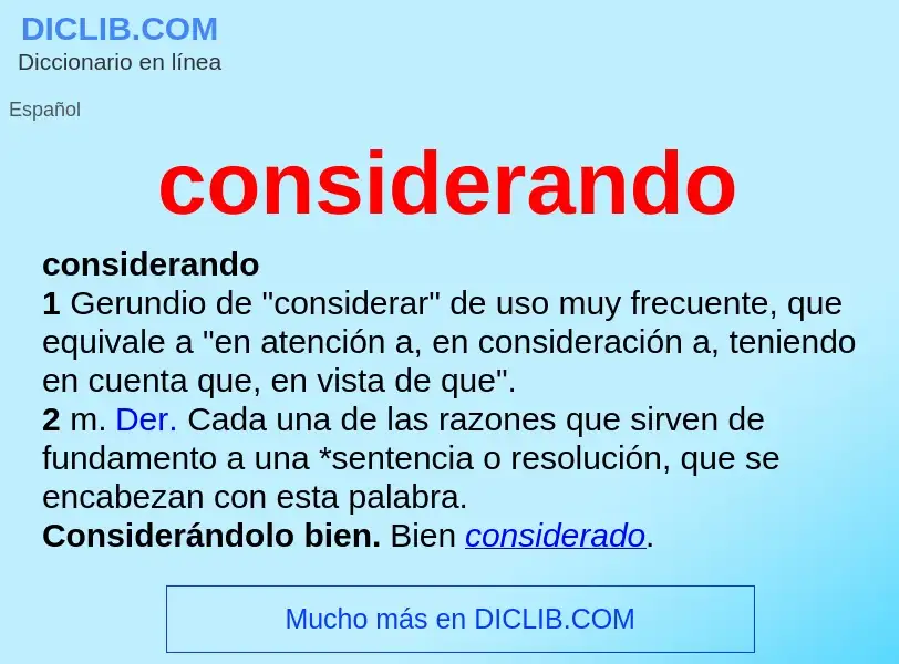 O que é considerando - definição, significado, conceito