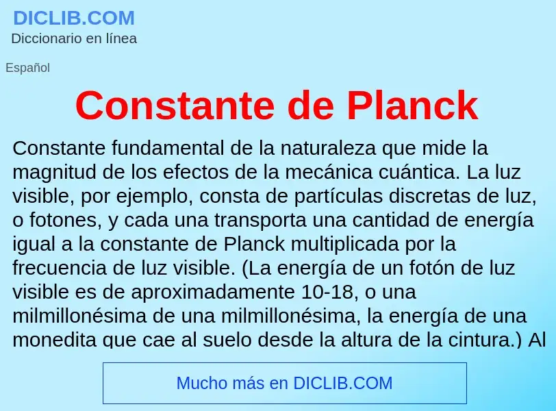 What is Constante de Planck - definition