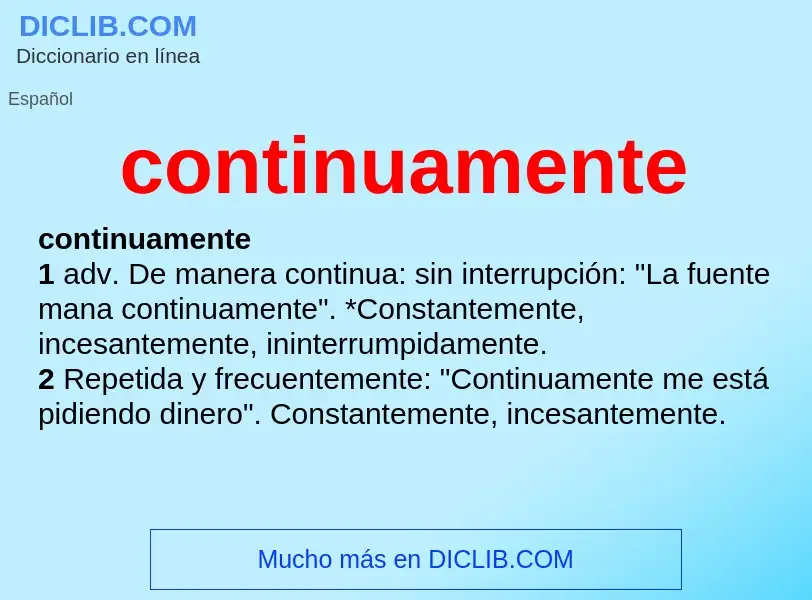 What is continuamente - meaning and definition