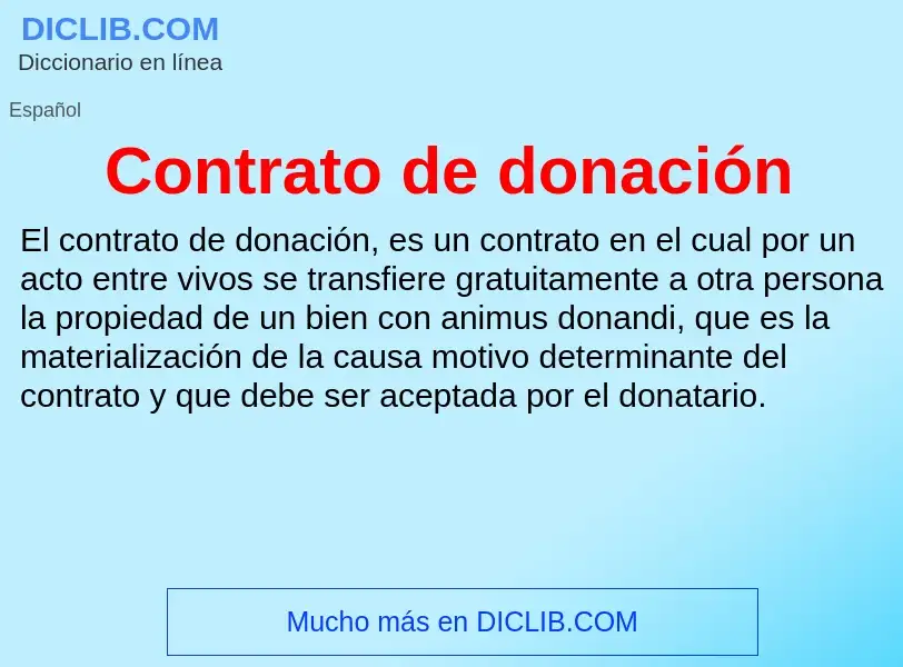 Che cos'è Contrato de donación - definizione