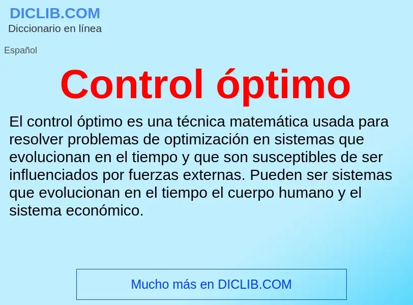 O que é Control óptimo - definição, significado, conceito