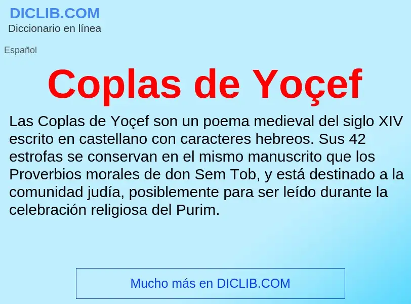 What is Coplas de Yoçef - meaning and definition