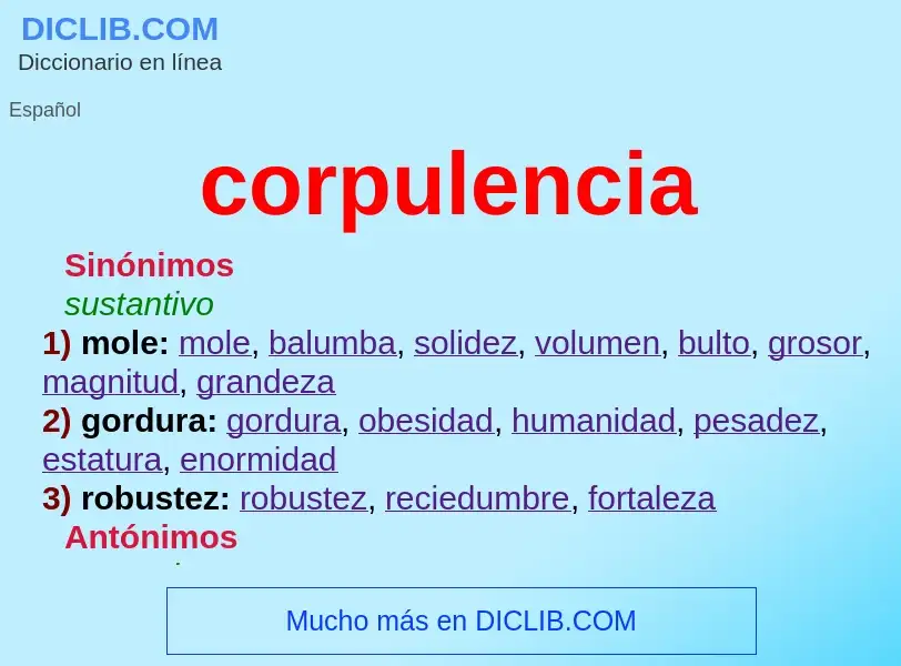 Was ist corpulencia - Definition