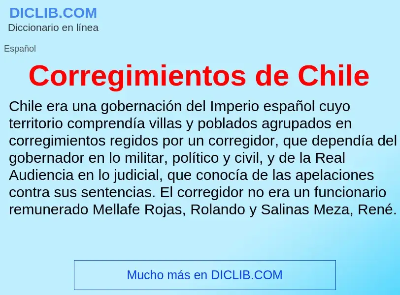 ¿Qué es Corregimientos de Chile? - significado y definición