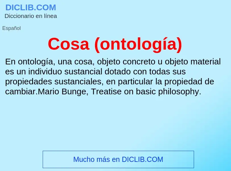 ¿Qué es Cosa (ontología)? - significado y definición