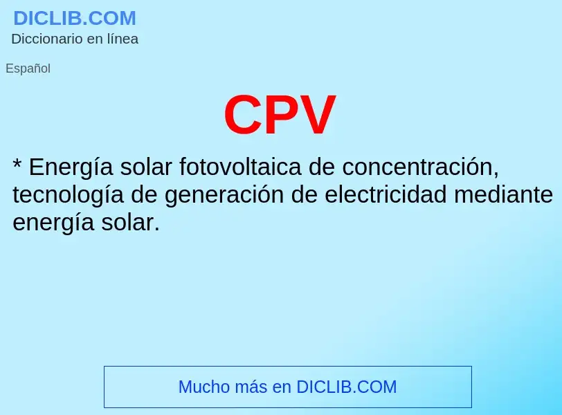 ¿Qué es CPV? - significado y definición