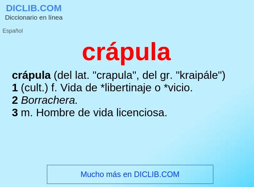 Was ist crápula - Definition