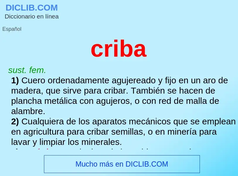 O que é criba - definição, significado, conceito