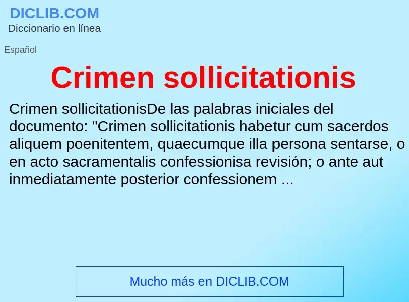 Что такое Crimen sollicitationis - определение