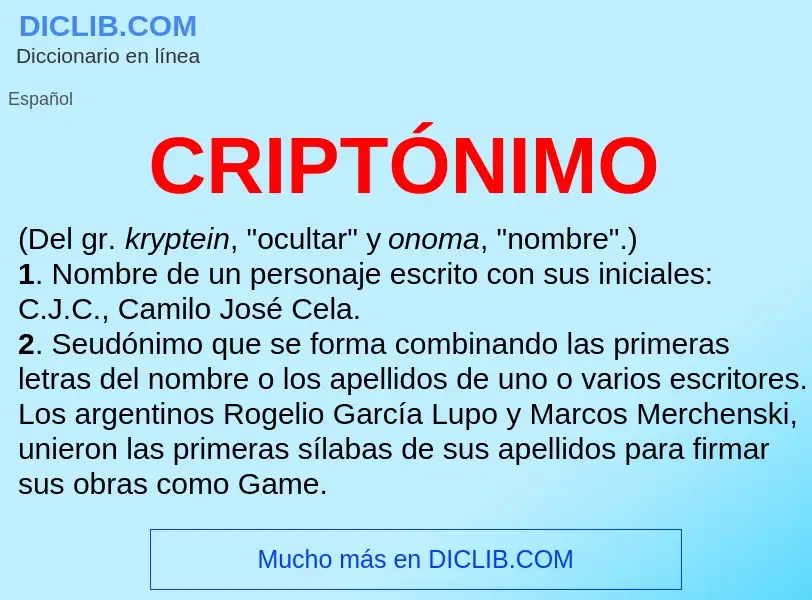 ¿Qué es CRIPTÓNIMO? - significado y definición