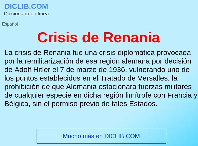 What is Crisis de Renania - definition