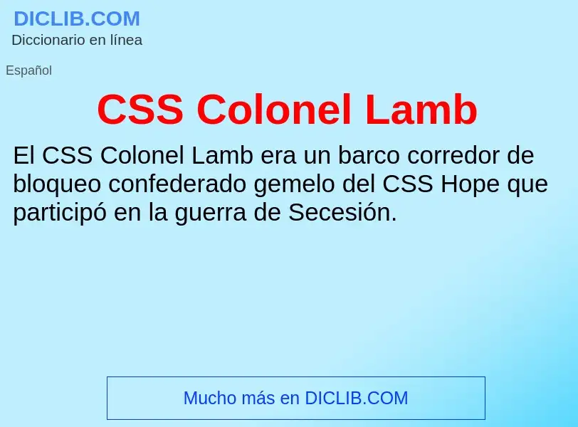 ¿Qué es CSS Colonel Lamb? - significado y definición