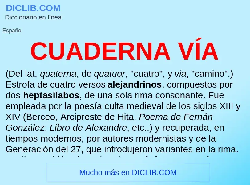 What is CUADERNA VÍA - meaning and definition