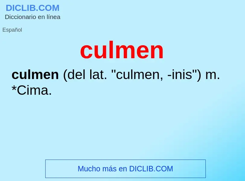 Что такое culmen - определение