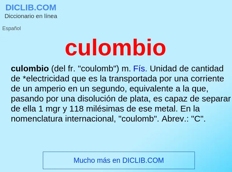 ¿Qué es culombio? - significado y definición