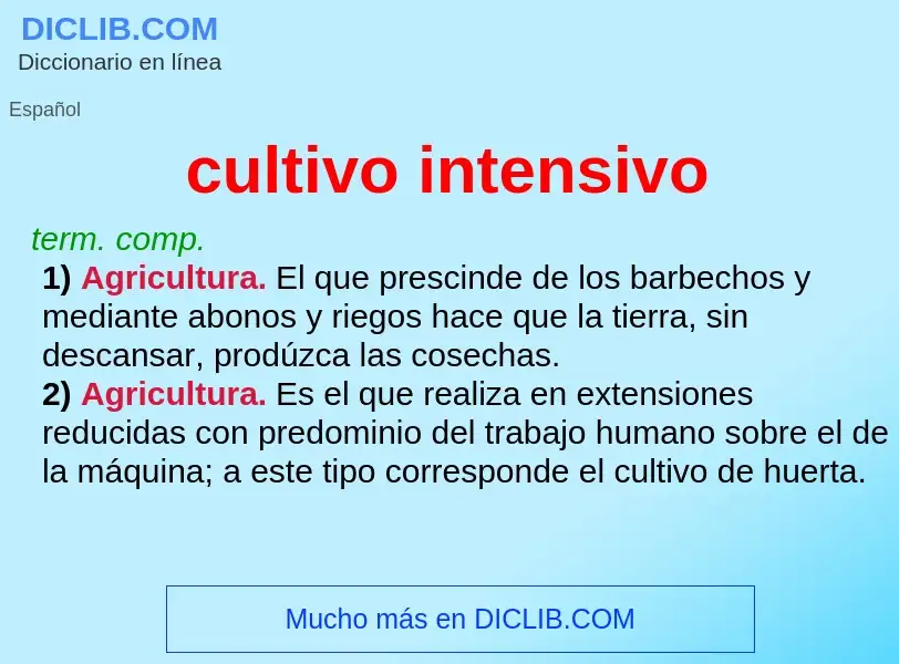 Che cos'è cultivo intensivo - definizione