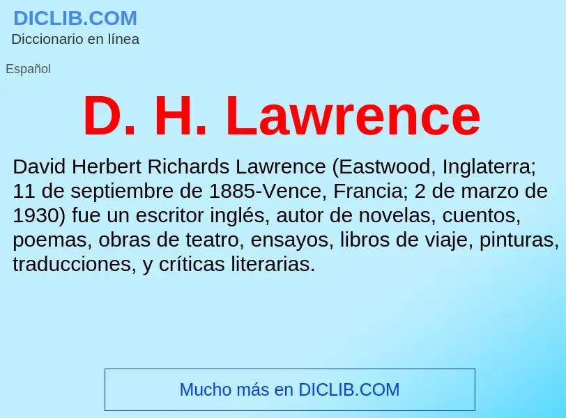 Qu'est-ce que D. H. Lawrence - définition