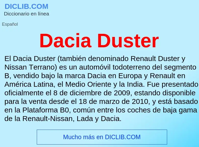 ¿Qué es Dacia Duster? - significado y definición