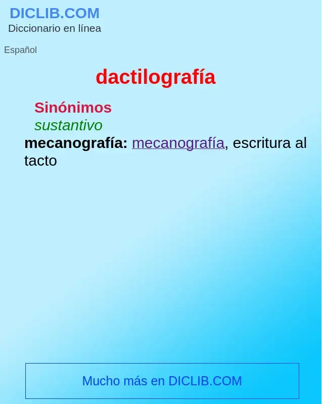 What is dactilografía - definition