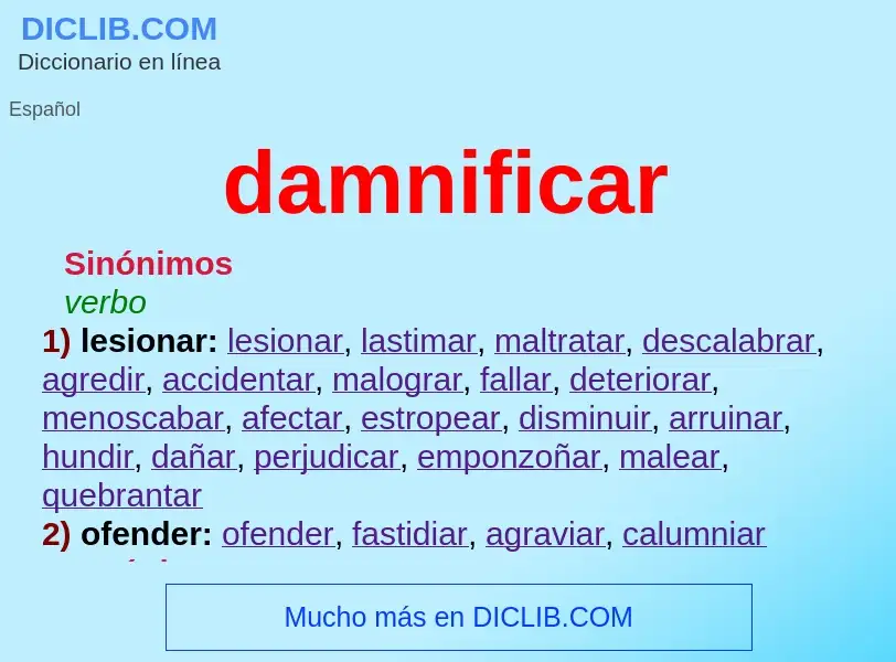 Wat is damnificar - definition