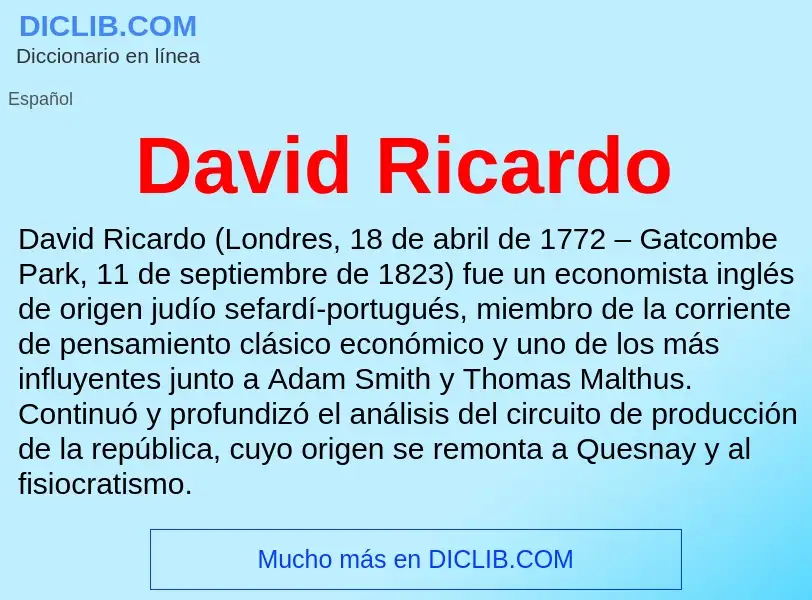 Wat is David Ricardo - definition