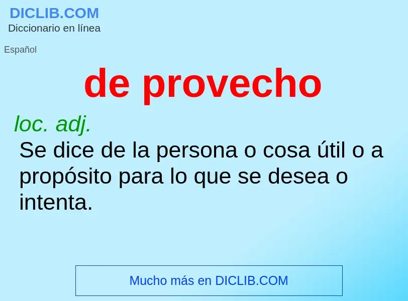 What is de provecho - meaning and definition