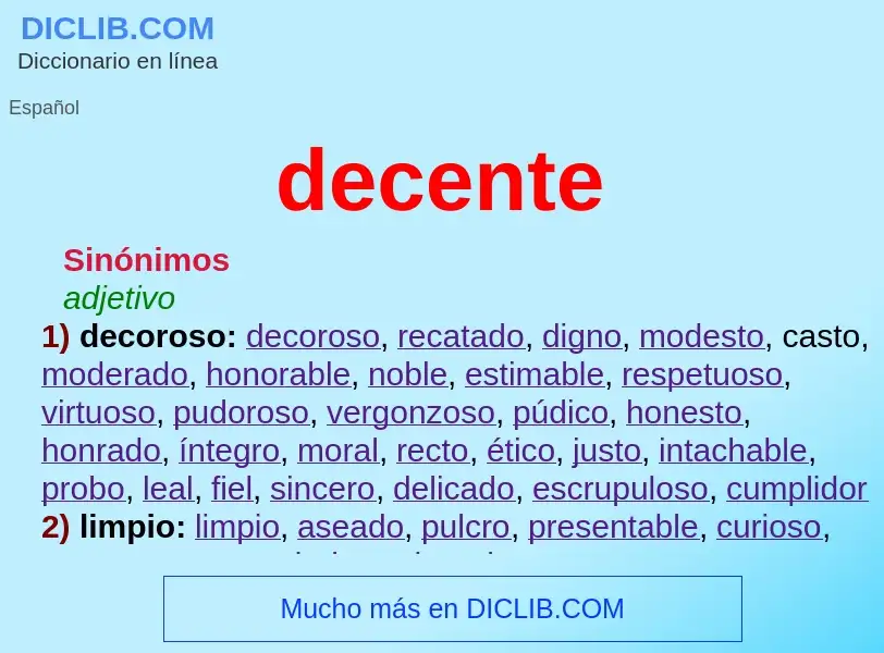 ¿Qué es decente? - significado y definición