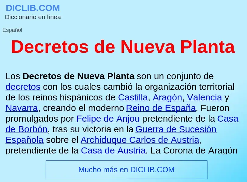 ¿Qué es Decretos de Nueva Planta ? - significado y definición