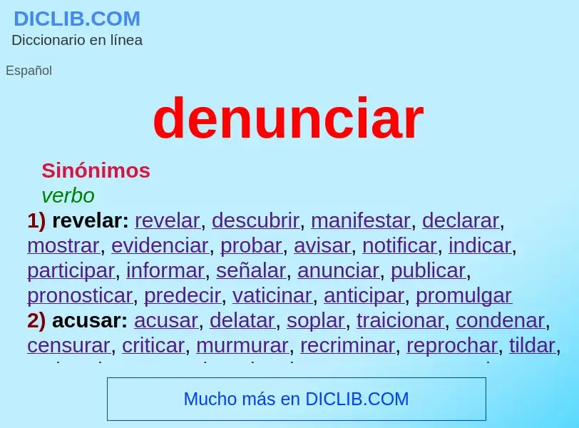 What is denunciar - definition