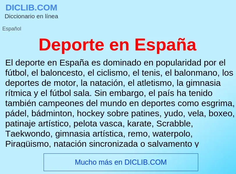 ¿Qué es Deporte en España? - significado y definición